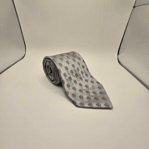 Dunhill London 100% Silk Tie gray Blue Floral Clover Pattern Designer (A1)